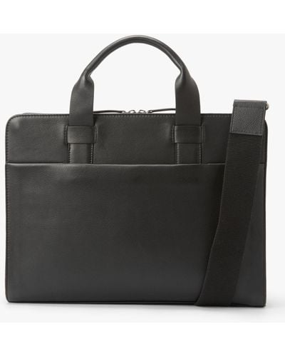 John Lewis Oslo Leather Slim Briefcase - Black