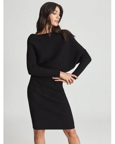 Reiss Lara Off the shoulder Stretch knit Midi Dress X in Grey