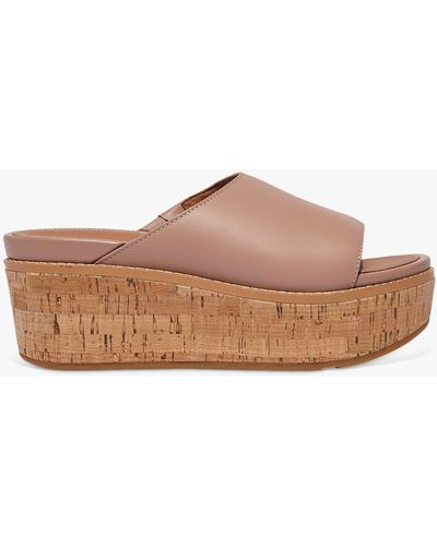Fitflop Eloise Leather Wedge Heel Mules - Brown