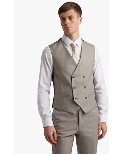 Ted Baker Arran Slim Fit Wool Blend Double Breasted Waistcoat - Grey