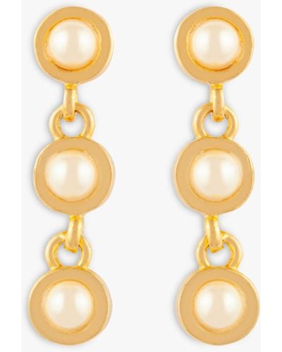 Susan Caplan Vintage Rediscovered Collection Faux Pearl Gold Plated Drop Earrings - Metallic