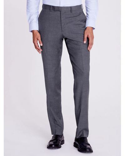 Moss Tailored Twill Suit Trousers - Grey