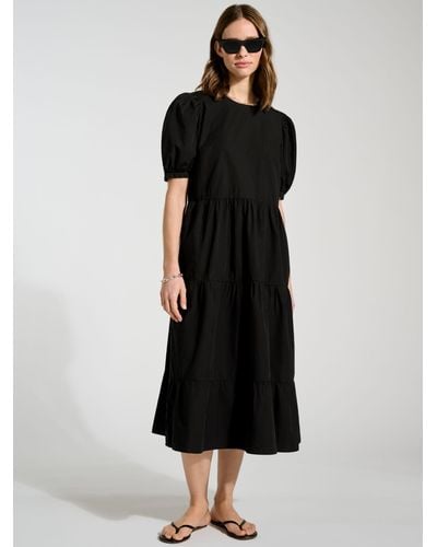 Baukjen Georgiana Organic Cotton Tiered Midi Dress - Black