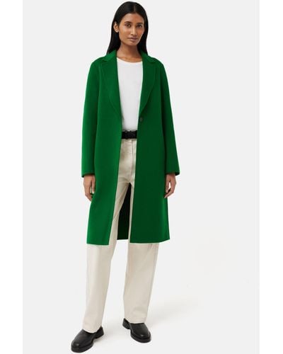 Jigsaw Wool Blend Double Faced Crombie Coat - Green