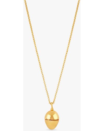 Dinny Hall Clover Charm Egg Locket Pendant Necklace - Metallic