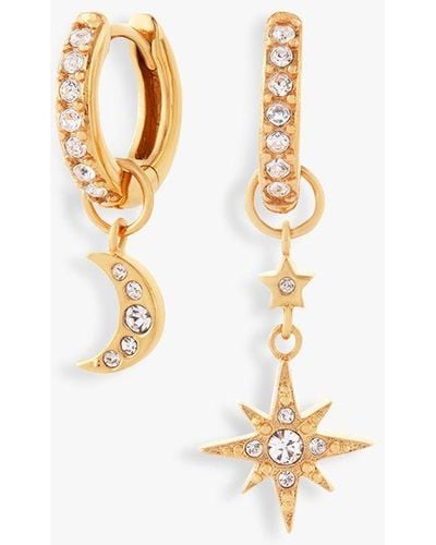 Olivia Burton Celestial Crystal Moon And North Star Huggie Hoop Earrings - Metallic