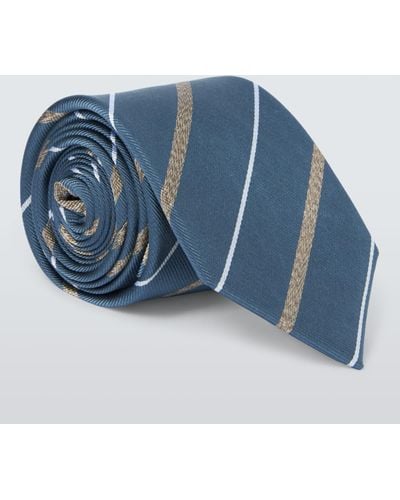 John Lewis Silk Stripe Tie - Blue