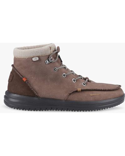 Hey Dude Bradley Leather Lace Up Ankle Boots - Brown
