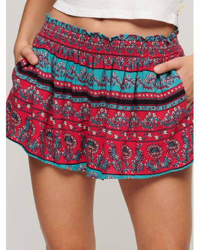 Superdry Smocked Beach Shorts - Red