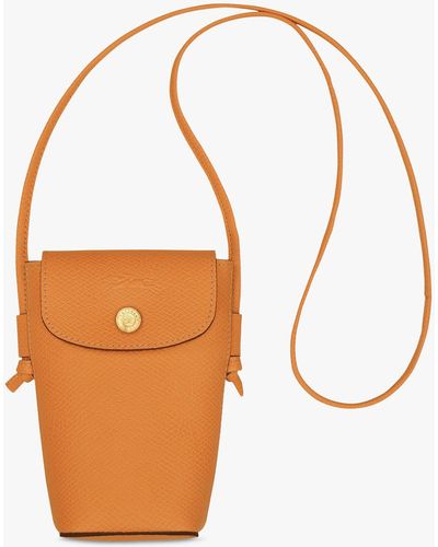 Longchamp Épure Leather Phone Pouch Bag - Orange