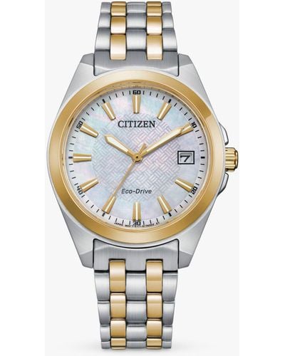 Citizen Eo1224-54d Two-tone Eco-drive Date Bracelet Strap Watch - Metallic