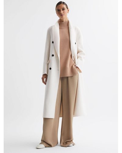 Reiss Petite Arla Double Breasted Wool Blend Coat - White