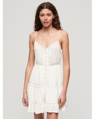 Superdry Alana Lace Trim Cami Mini Dress - White