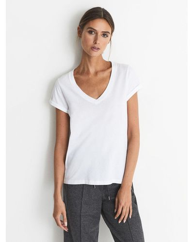 Reiss Luana Cotton V-neck T-shirt - White