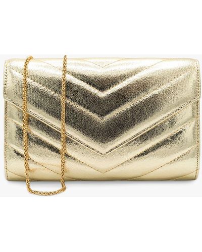 Paradox London Dextra Quilted Metallic Clutch Bag - Natural
