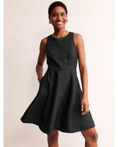 Boden Carla Linen Mini Dress - Black