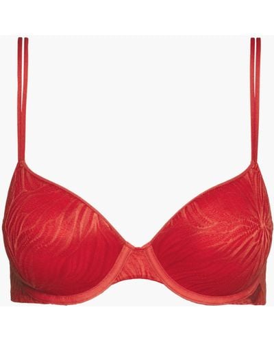Calvin Klein Sheer Marquisette Lace Bra - Red