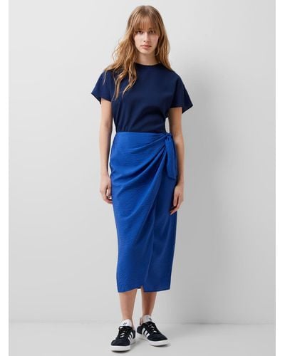 French Connection Faron Drape Skirt - Blue