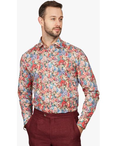 Simon Carter Liberty Fabric Painted Travels Shirt - Red
