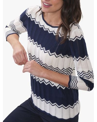 Pure Collection Zig Zag Knit Jumper - Blue
