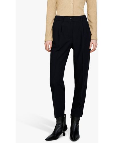 Sisley Plain Tailored Cropped Trousers - Blue