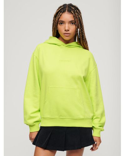 Superdry Micro Logo Embroidered Boxy Hoodie - Yellow