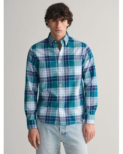 GANT Organic Cotton Check Oxford Shirt - Blue
