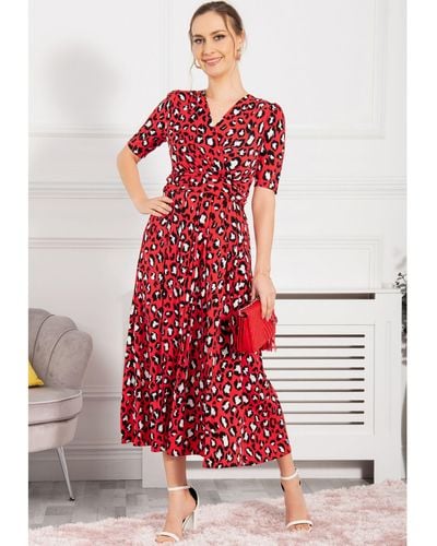 Jolie Moi Josie Leopard Print Maxi Dress - Red