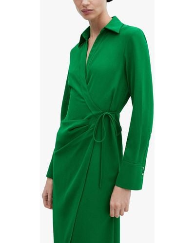 Mango Bilma Wrap Midi Shirt Dress - Green