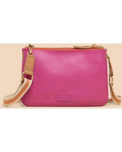 White Stuff Convertible Leather Dual Pouch Bag - Pink