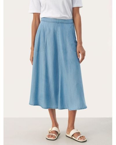 Part Two Pernille Pockets Midi Skirt - Blue