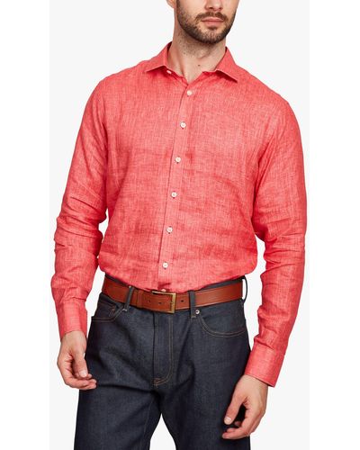 Simon Carter Plain Italia Linen Shirt - Red