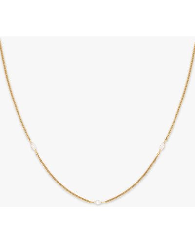 Astrid & Miyu Navette Cubic Zirconia Chain Necklace - Natural