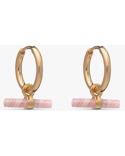 Rachel Jackson Mini Rose T Bar Huggie Hoop Earrings - White