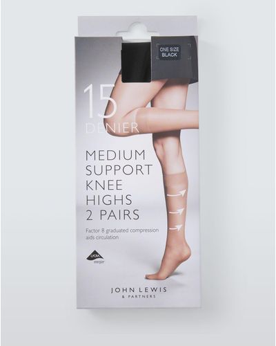John Lewis 15 Denier Medium Support Knee High Tights - Grey