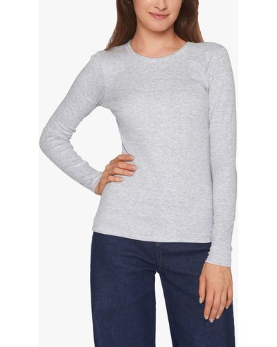 Sisters Point Slim Fitted Rib Long Sleeve T-shirt - Grey
