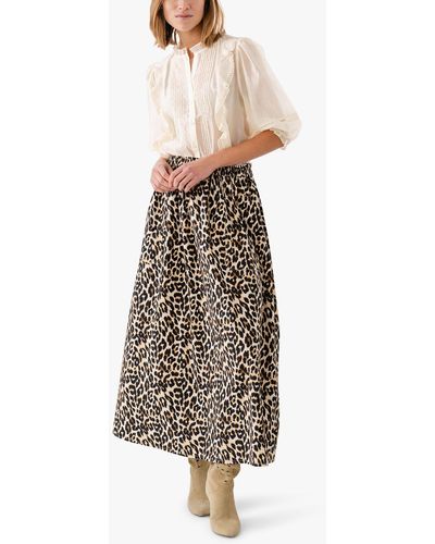 Lolly's Laundry Akane Leopard Print Maxi Skirt - Natural