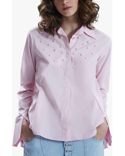 James Lakeland Cotton Blend Pearl Detail Shirt - Purple