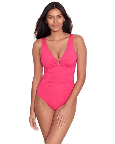 Ralph Lauren Lauren Ring Front Swimsuit - Pink