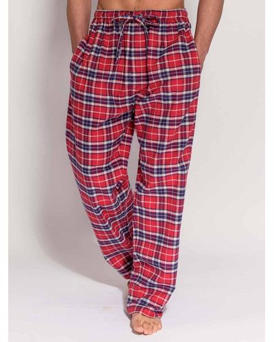 British Boxers Brushed Cotton Tartan Pyjama Trousers - Red