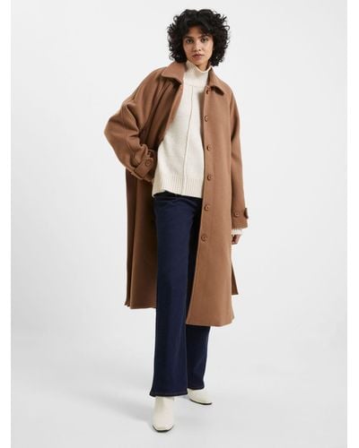 French Connection Fawn Wool Blend Trench Coat - White