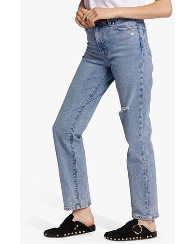 Current/Elliott The Soulmate High Rise Slim Straight Distressed Jeans - Blue
