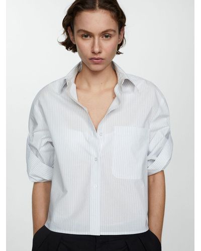 Mango Rua Cotton Striped Shirt - White