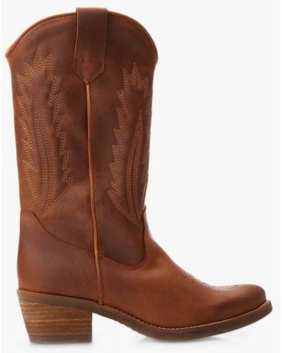 Moda In Pelle Fanntine Leather Cowboy Boots - Brown