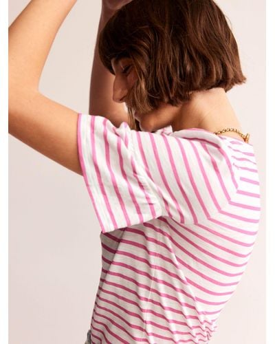 Boden Frill Sleeve Striped T-shirt - Pink