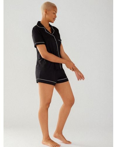 Chelsea Peers Modal Short Shirt Pyjama Set - Black