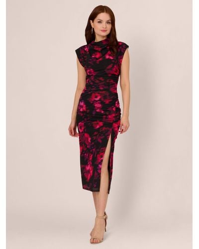 Adrianna Papell Floral Mesh Dress - Pink