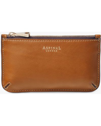 Aspinal of London Ella Leather Card And Coin Holder - Brown
