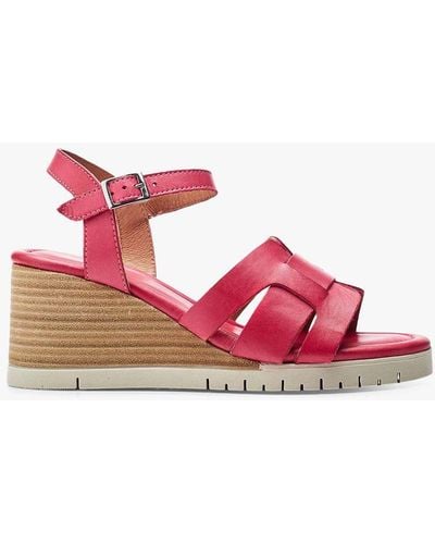 Moda In Pelle Pedie Leather Wedge Sandals - Pink