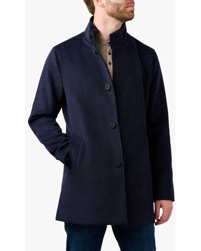 Guards London Lynmouth Wool Blend Funnel Neck Overcoat - Blue